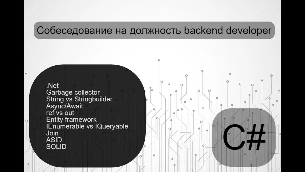 Собеседование на .NET разработчика (backend)